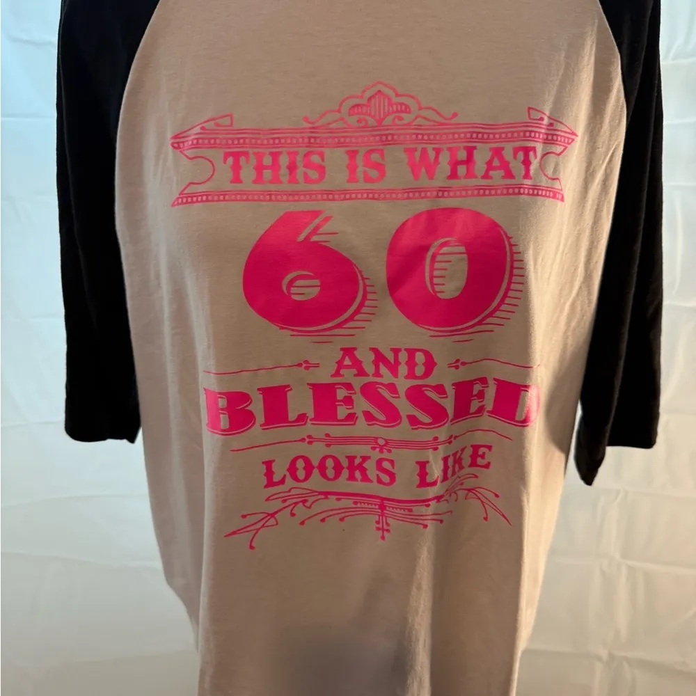 🎂60🎂th Birthday Black and Pink Graphic Tee Size XL - Image 2