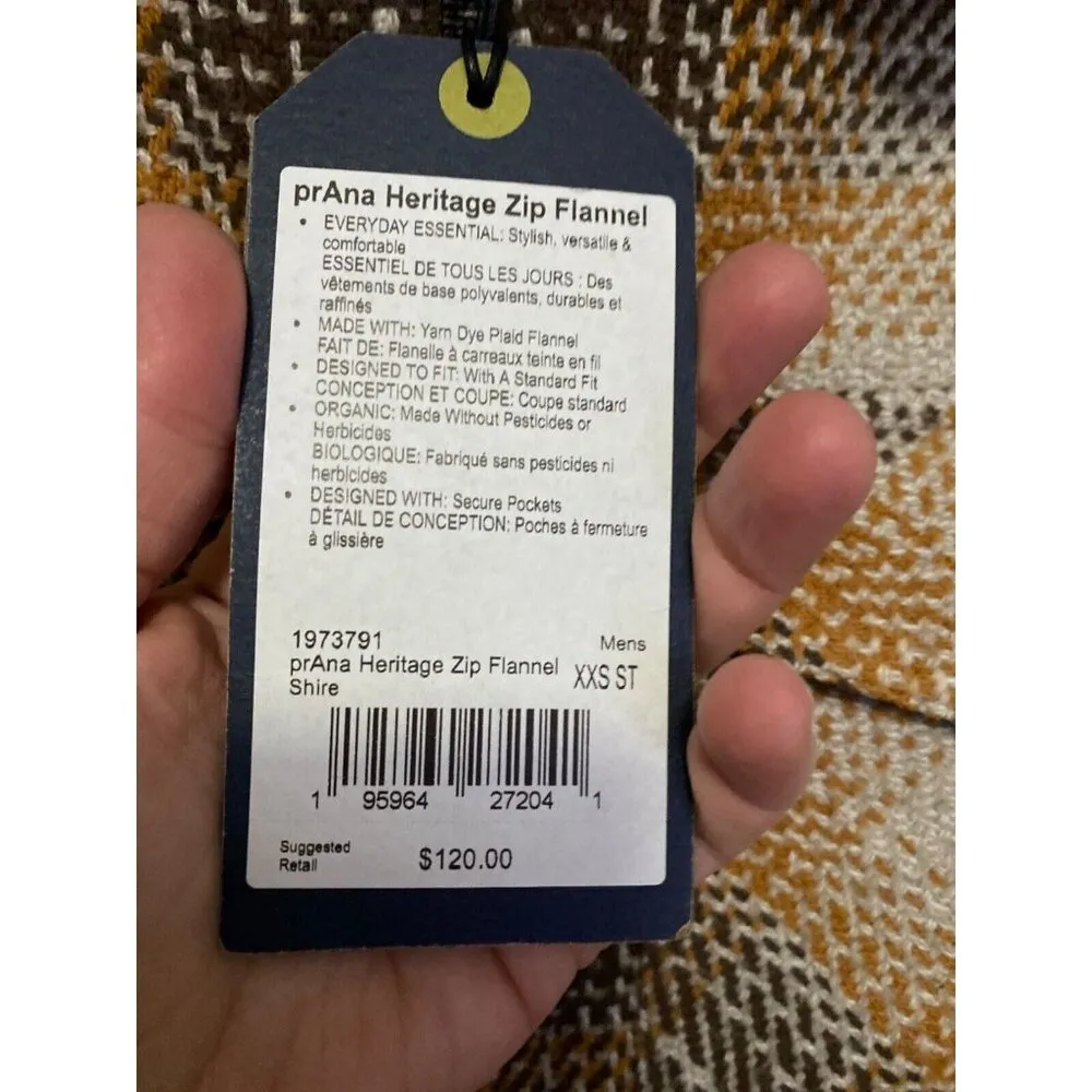 PrAna Heritage Zip Plaid Flannel Shacket size XXS in Shire MSRP $120 - Image 4