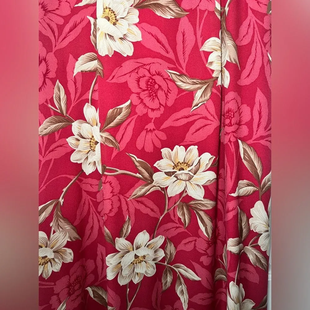 Talbots Petites 100% Silk Skirt Sz 8 P Light Burgandy Floral Lined - Image 6