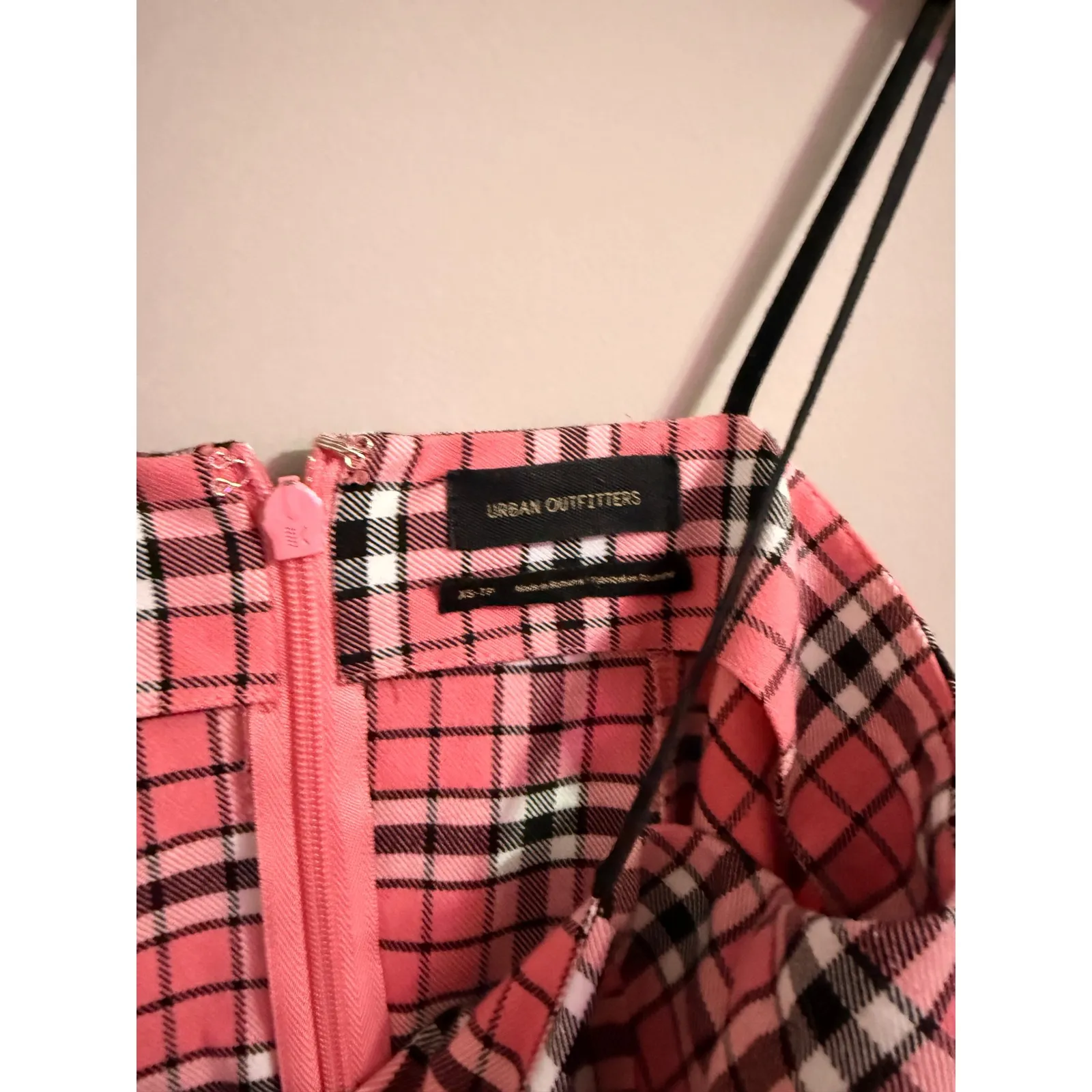 Urban Outfitters Pink Plaid Mini Dress Spaghetti Straps Square Neck Size XS - Image 2