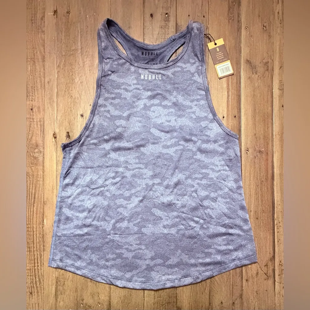 NWT NOBULL Women's Running Textured Tank - Small - Navy Blue Camo - Image 2