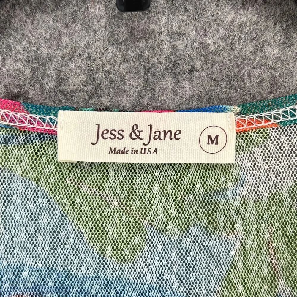 Jess Jane Marina Tunic Top Womens M Blue Floral Paisley Sheer Mesh Boho Resort Size M - Image 10