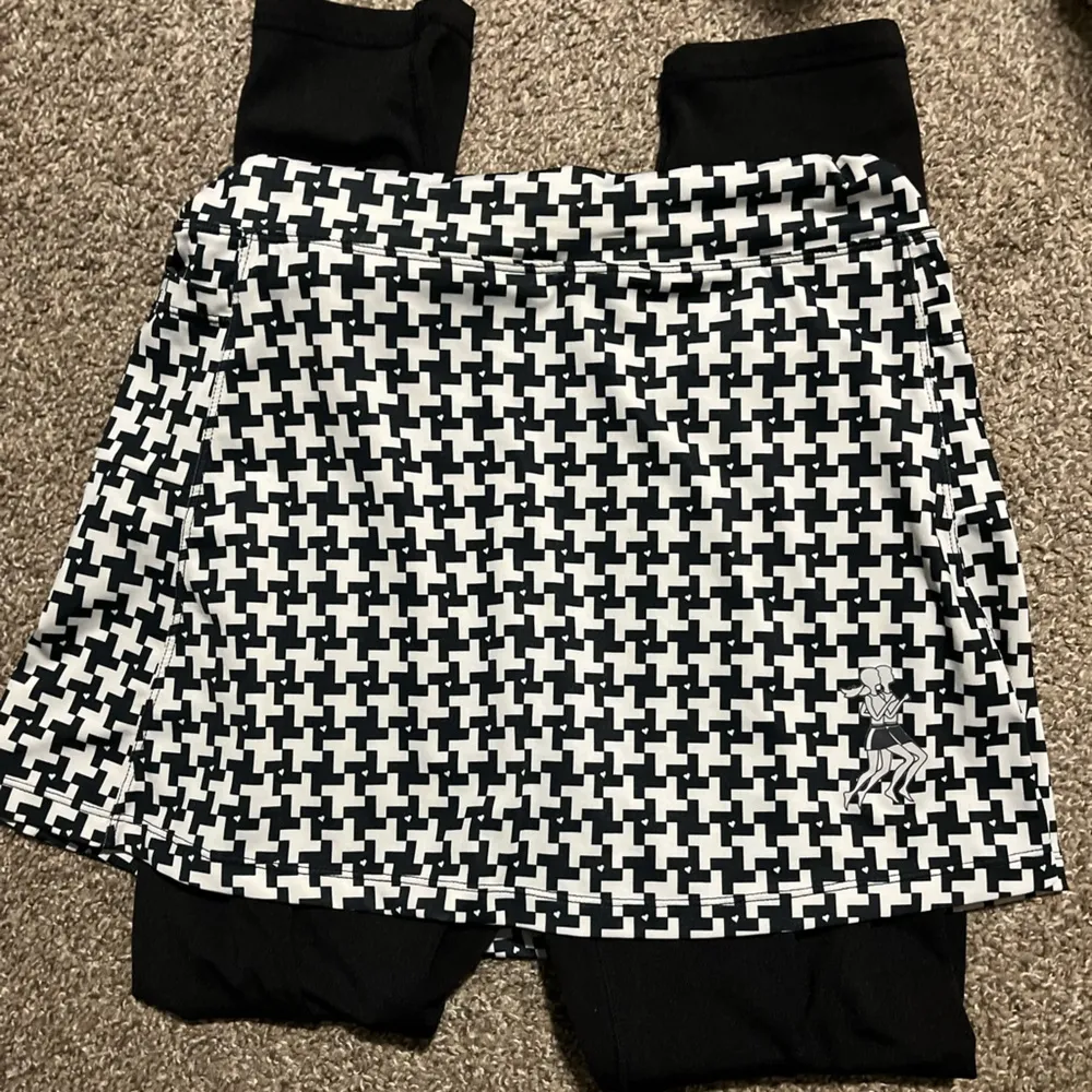 Runningskirts brand Skirted cold weather leggings fleece lined Sz L houndstooth Black Size L - Image 7