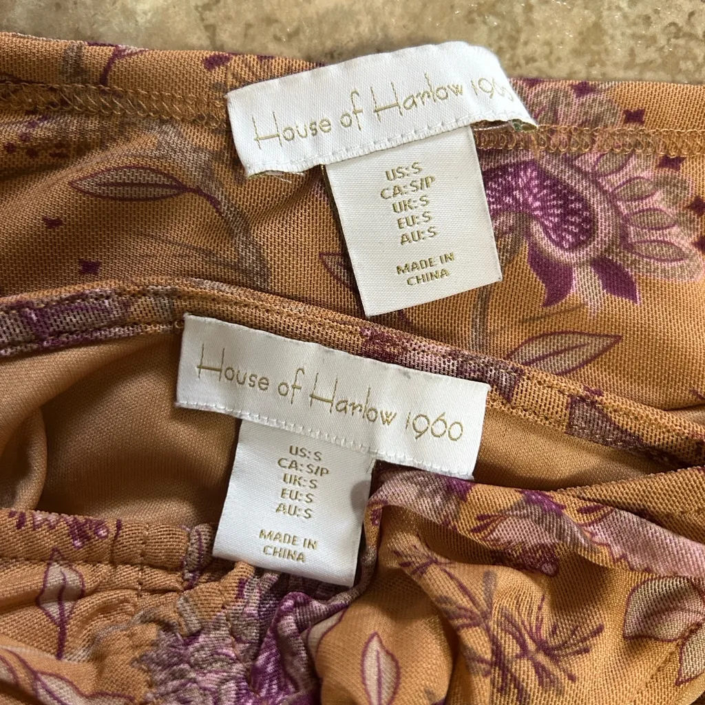 House of Harlow 1960 2pc Maxi Floral Print Stretchy Skirt Set(Size Small) Orange - Image 9