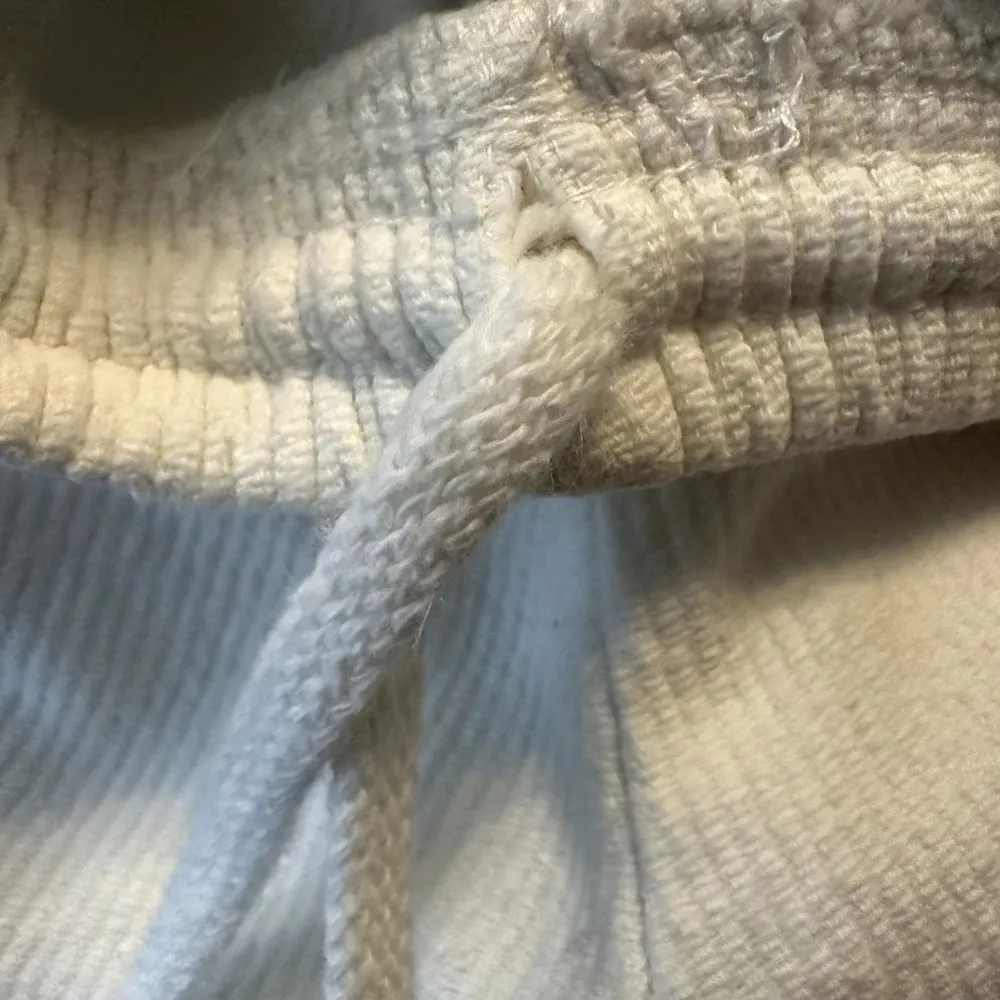 VTG Sansegal 90s Shorts 100% Cotton Ribbed Knit Drawstring Elastic Waist White S - Image 3