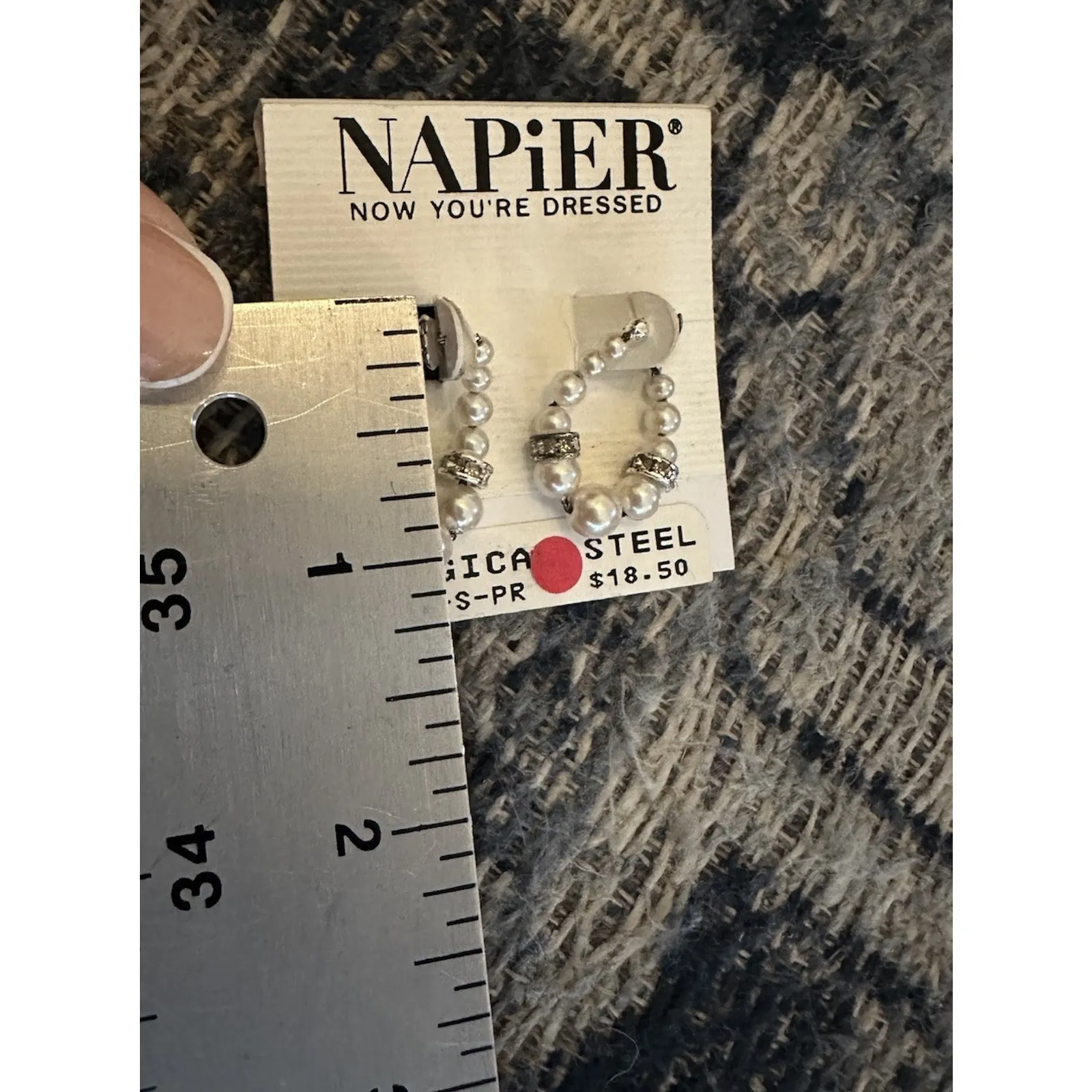 Napier Faux Pearl Loop Earrings Gift Fashion Women Party Wedding Jewelry NEW - Image 2