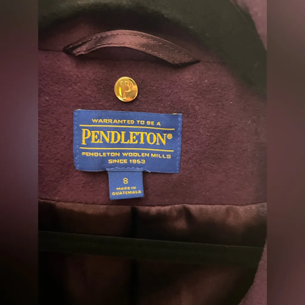 Pendleton Wool Women's Deep Purple Pea Coat 8 - Image 2