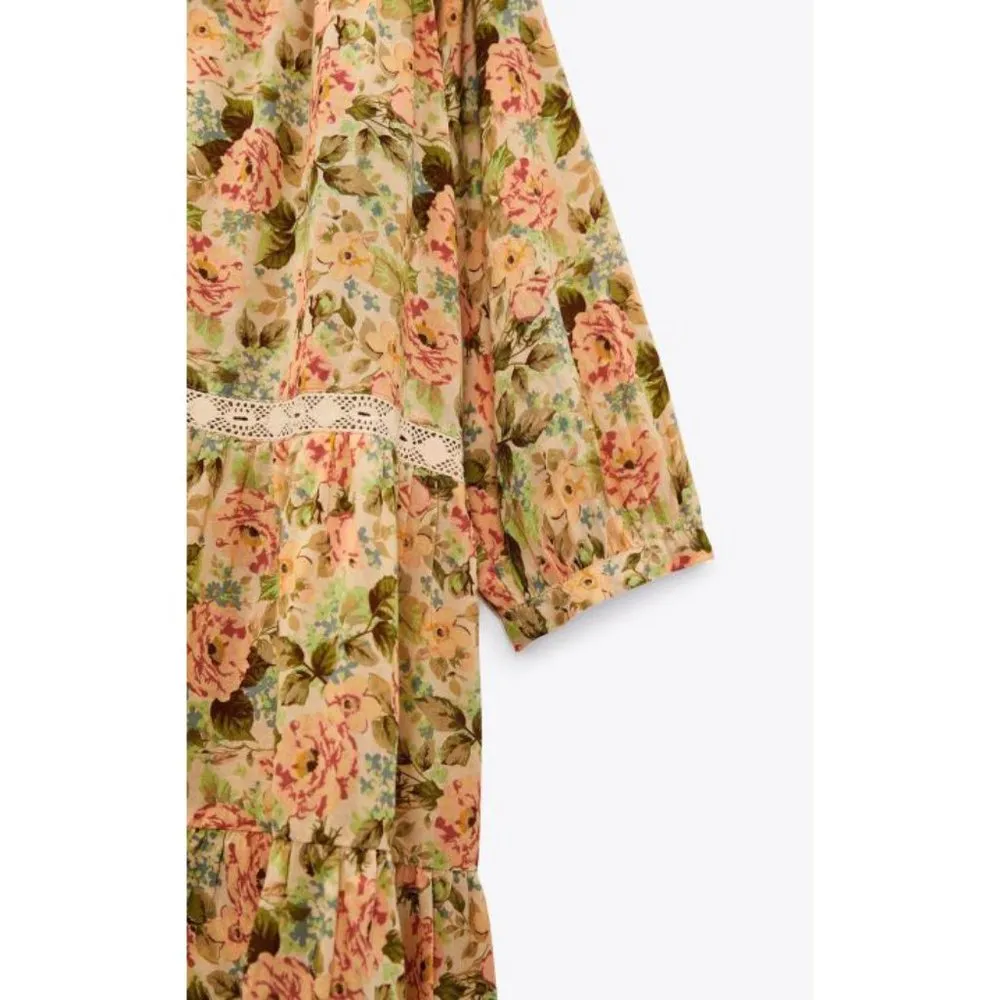 Floral Dress V-Neck Ruffle Cottagecore Romantic Relaxed Loose Sundress Mini - Image 8