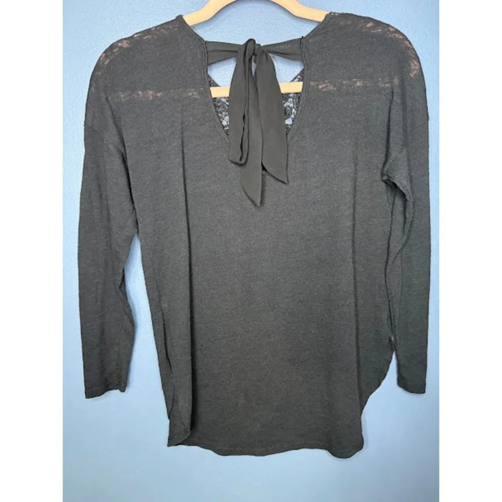 VTG Timing Shirt Women's Size Medium Crochet Y2K Sheer Bow Whimsygoth Grunge - Image 2