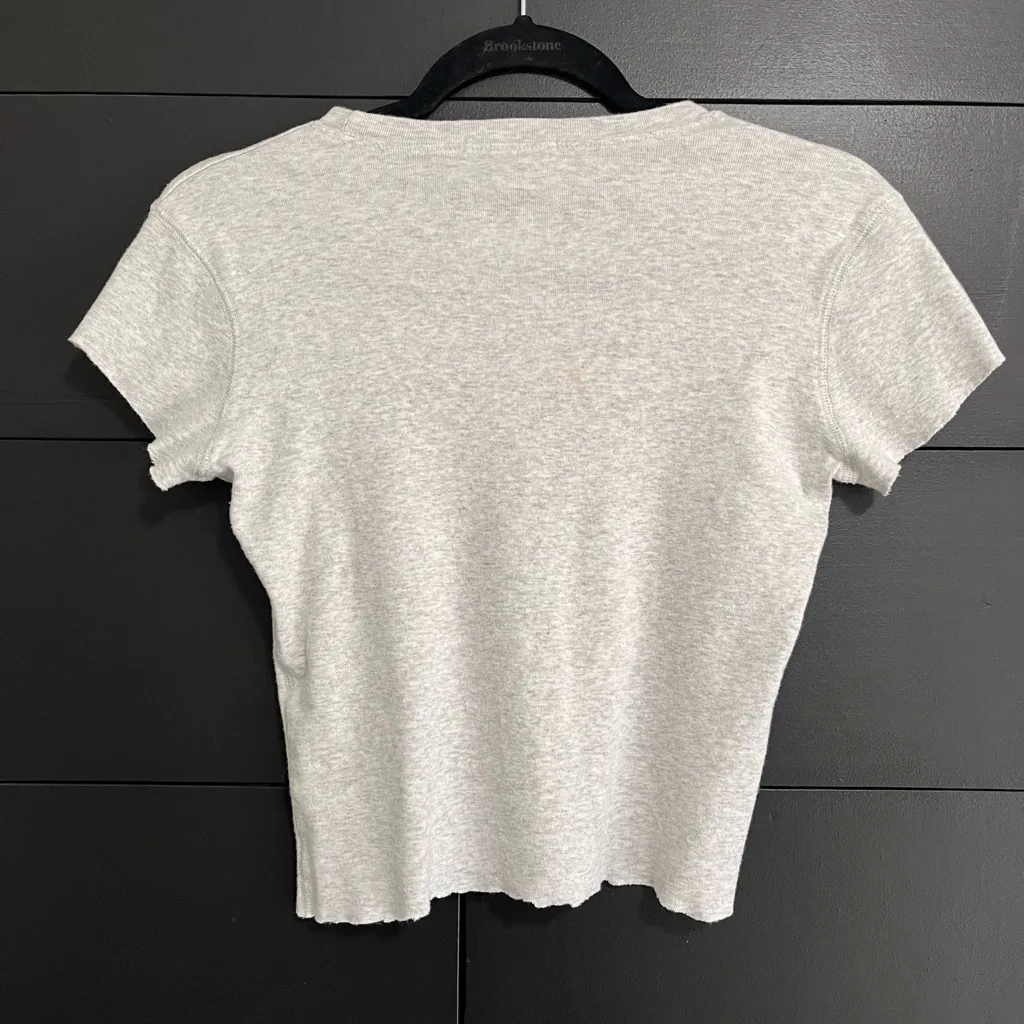 BRANDY MELVILLE Gray Crewneck Baby Tee Women’s T-Shirt One Size GUC - Image 4