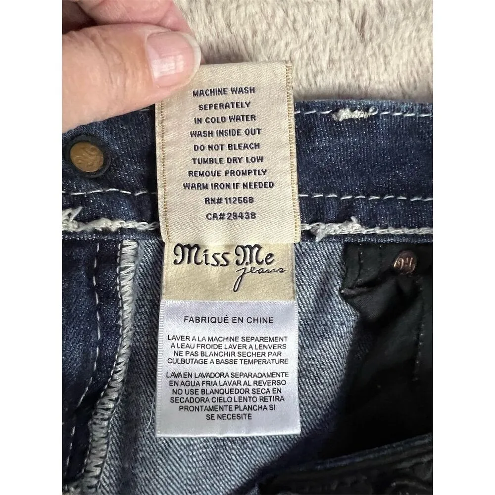 Miss Me Women's Bootcut Jeans Size 28 Blue Bling Embellished Mid Rise - Image 8