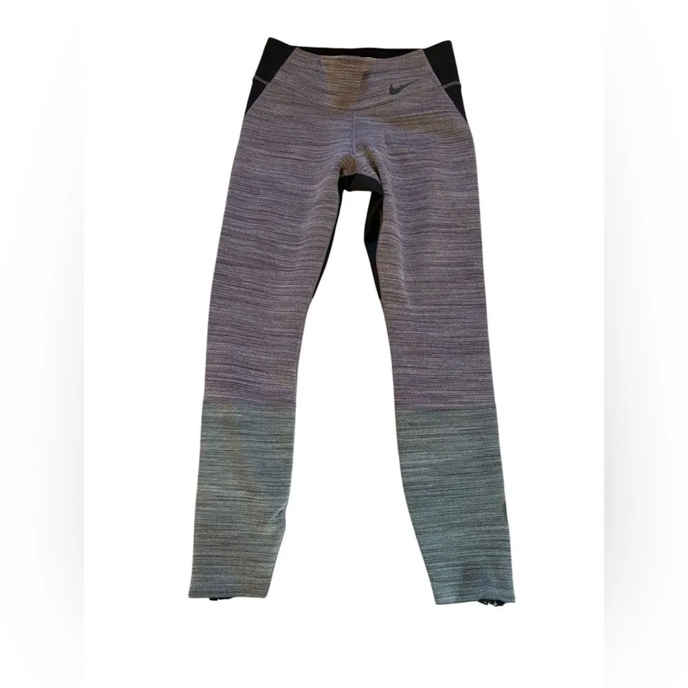 Nike Legendary Training Leggings Womens Medium Black Purple Gray Ombre - Image 4