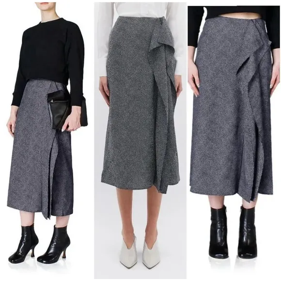 Equipment NWOT Climmie Ruffle Skirt Eclipse Black White Midi Viscose XS Polkadot - Image 2