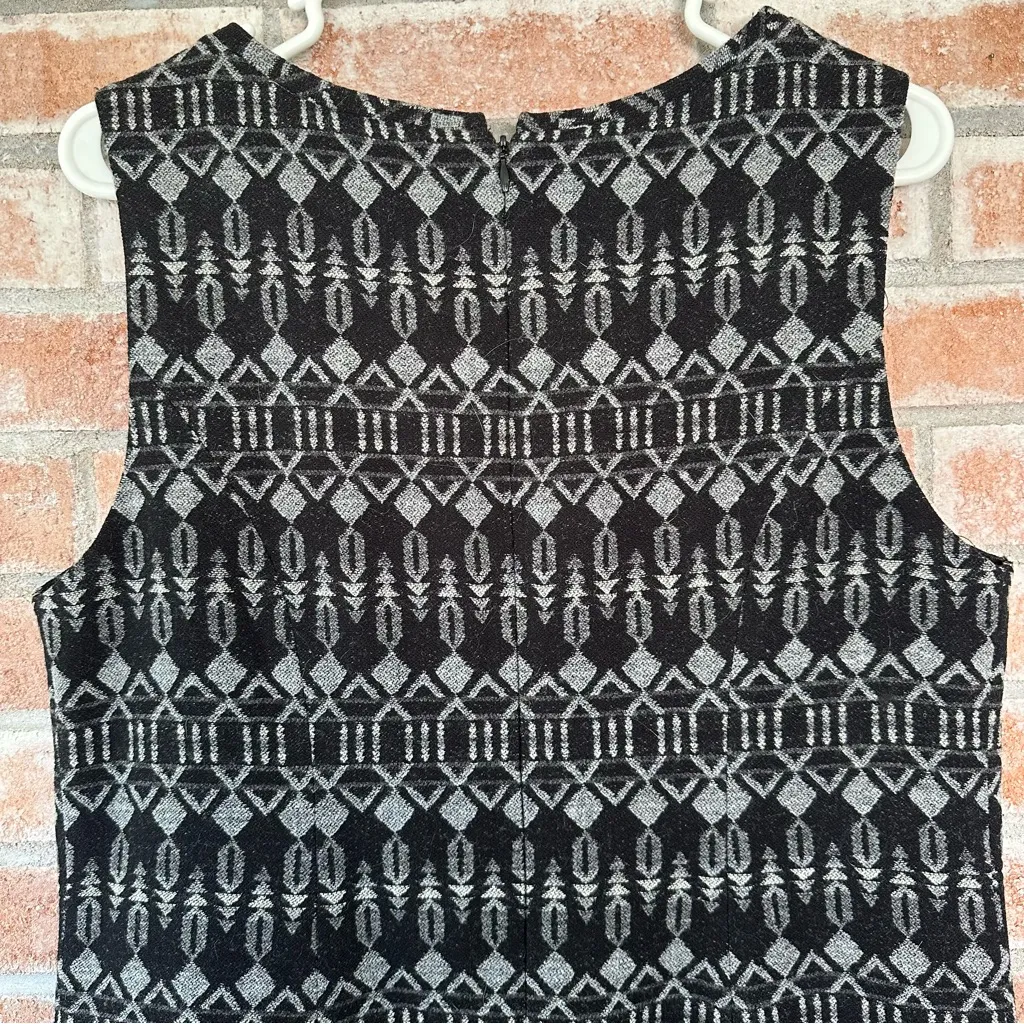 Pendleton 100% Virgin Wool Sleeveless Shift  Dress Women’s 12 Gray Black Aztec - Image 8