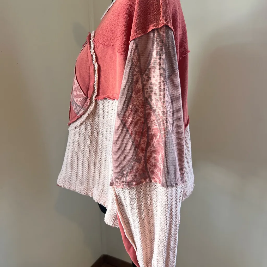 POL brand cut and sew peace emblem long sleeve french terry top - Image 2