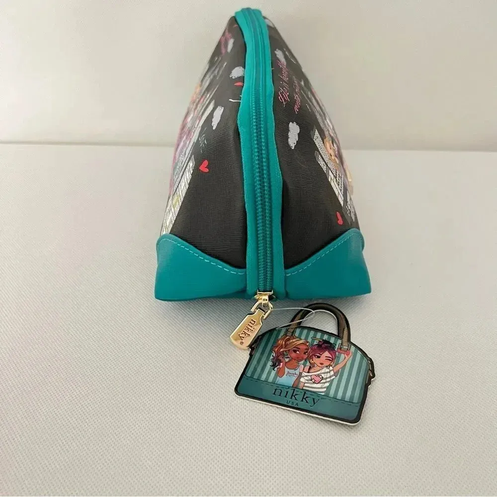 Nikky By Nicole Lee Large Oval Makeup Pouch Cosmetic Bag Nikky Loves Friends - Image 6