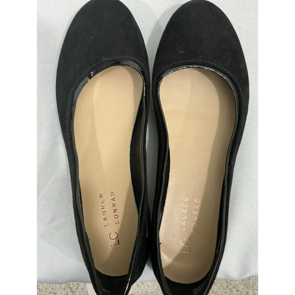 Womans Lauren Conrad Sheen Black Faux Suede 7.5 M Slip On Flat Ballet Shoe NWOT - Image 5