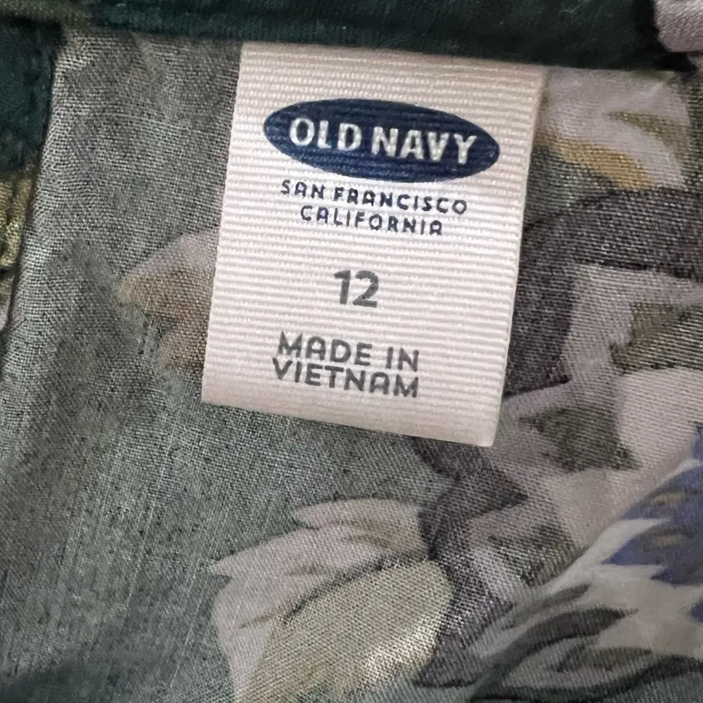 Old Navy long bell sleeve green and blue floral dress size 12 - Image 4