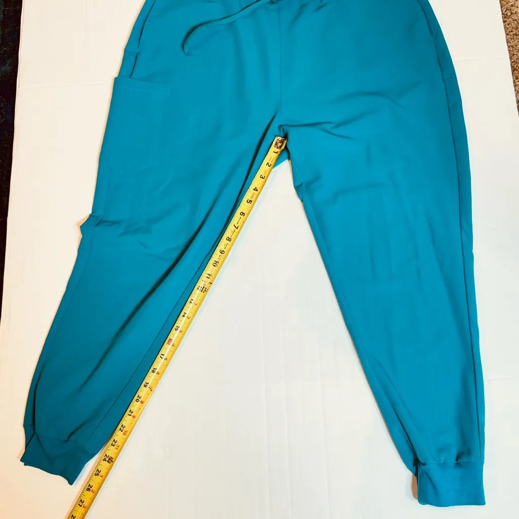 Mandala Teal Scrub Set XL Top & Pants Stretch Athleisure Workwear Blue - Image 10
