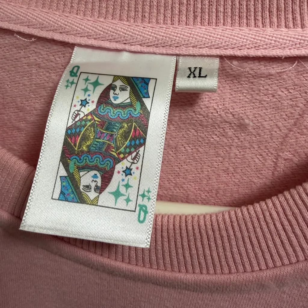 Queen of Sparkles Pink Embellished Sweater with Champagne Design Size XL - Image 4