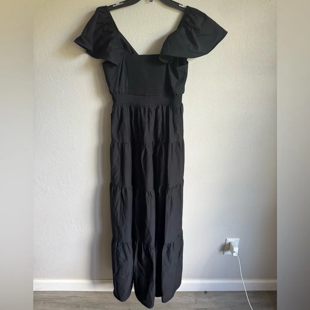 NWT Express Black V-Neck Tiered A-Line Midi Sundress Womens S Whimsigoth - Image 5