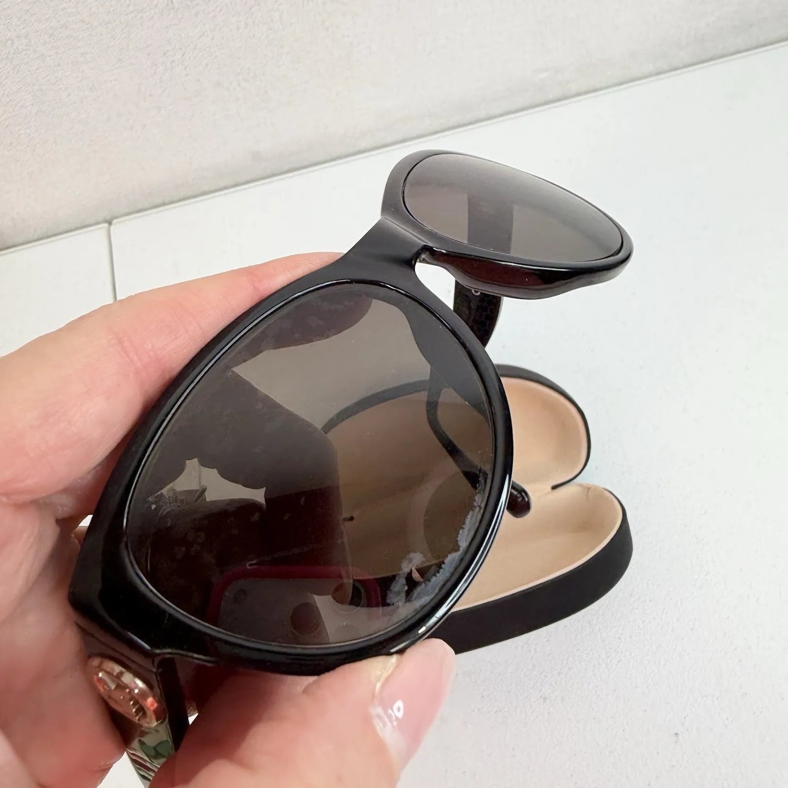 Michael Kors Women’s Sunglasses FRAMES ONLY Brown Gold Logo Cateye Shape - Image 4