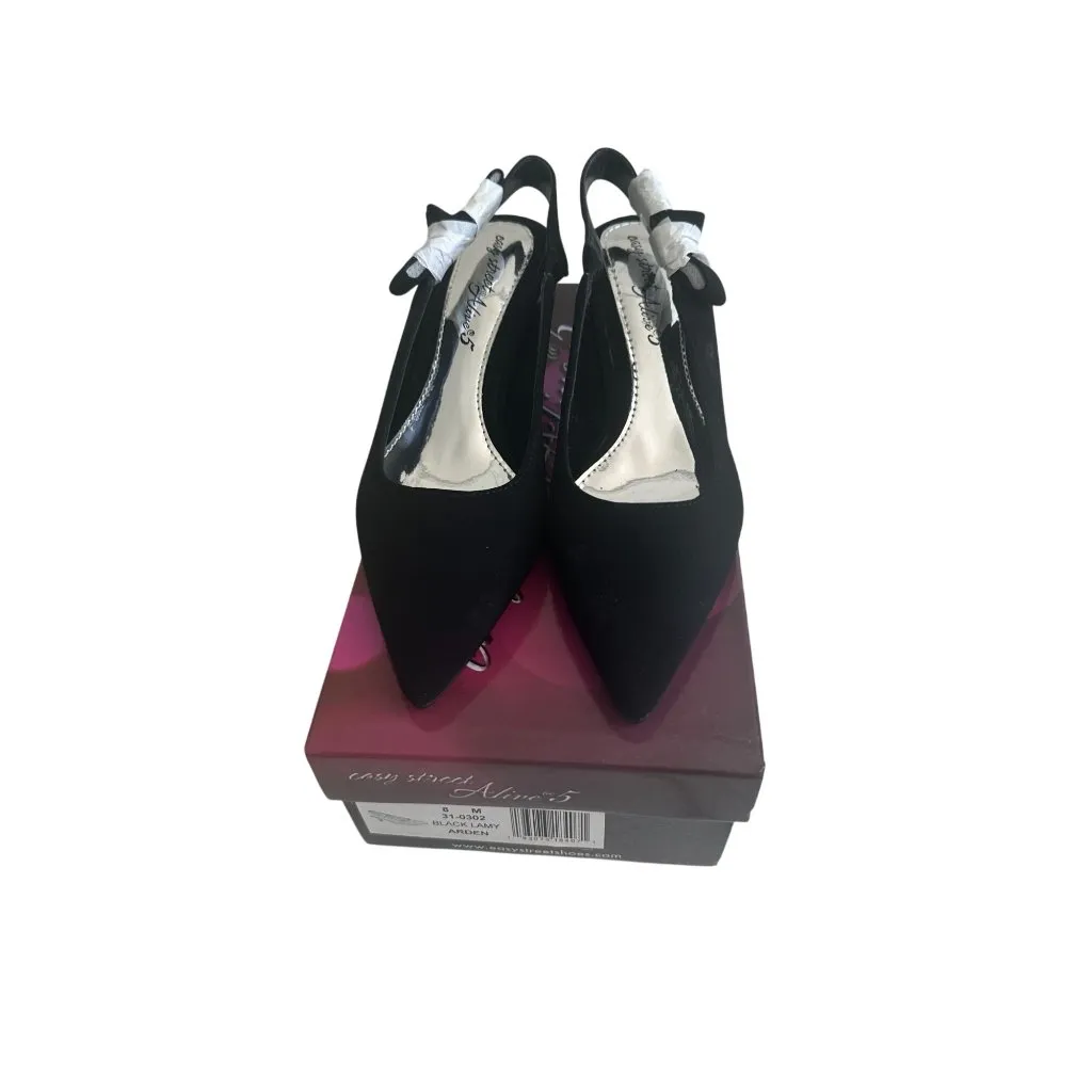 EASY STREET Black Lamy Fabric Slingback Bow Kitten Heels Size 8 NEW NIB - Image 9