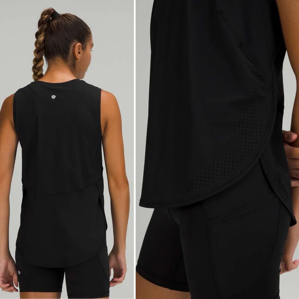 LULULEMON High Neck Split Hem Run Tank Top in Black Size 8 ?? - Image 2