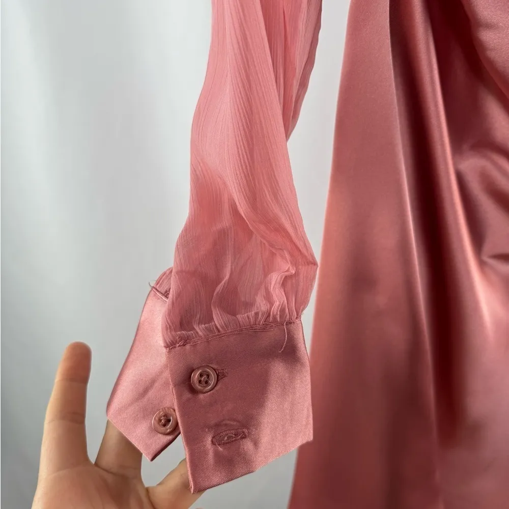 WeWoreWhat Square Neck Satin Long Sleeve Mini Dress‎ in Rosewood Pink Size 0 - Image 9