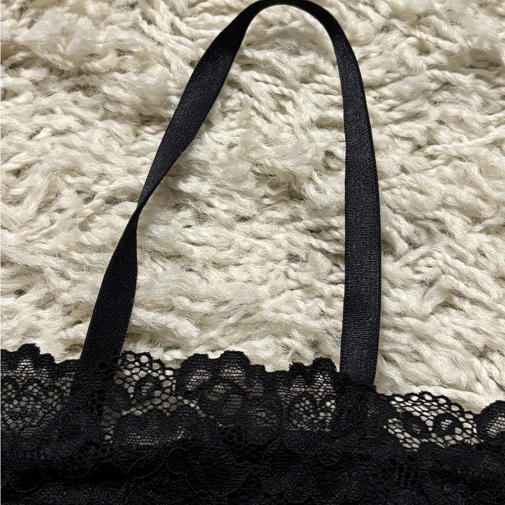 Cotton-On Black Lace Trim Crop Cami Spaghetti Straps Size SP - Image 3