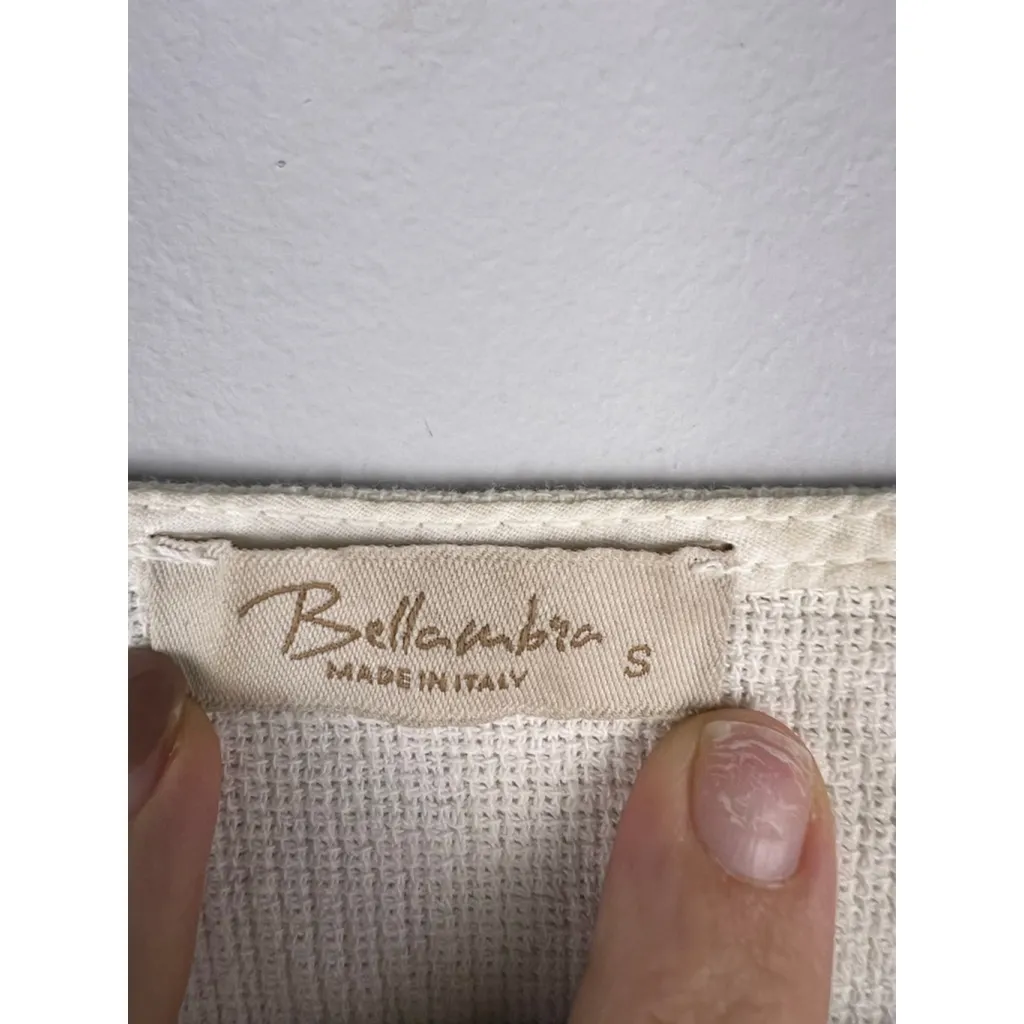 Bellambra Made in Italy Linen Cotton Top Women’s Small Ivory Textured Knit Detai - Image 2