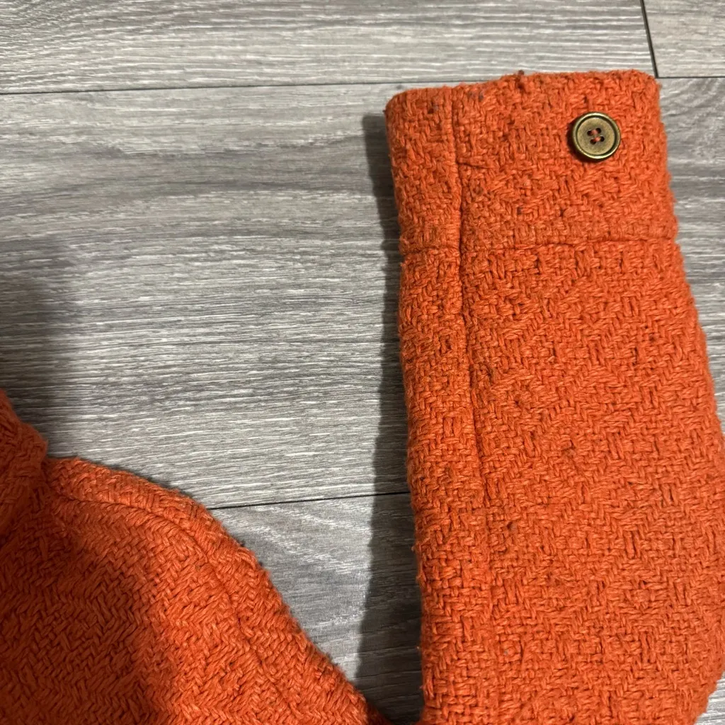 Tulle Women‎ Anthropologie Orange Textured Patterned High Neck Buttondown Coat S - Image 7