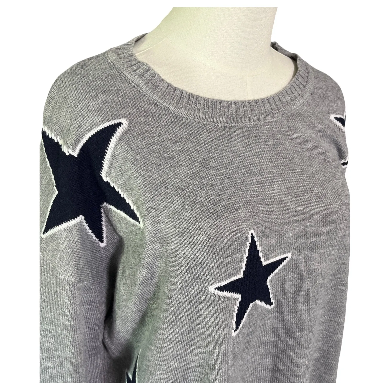 Sweet Romeo Grey Star Sweater Size L Heather Knit Pullover Nordstrom NWT - Image 8