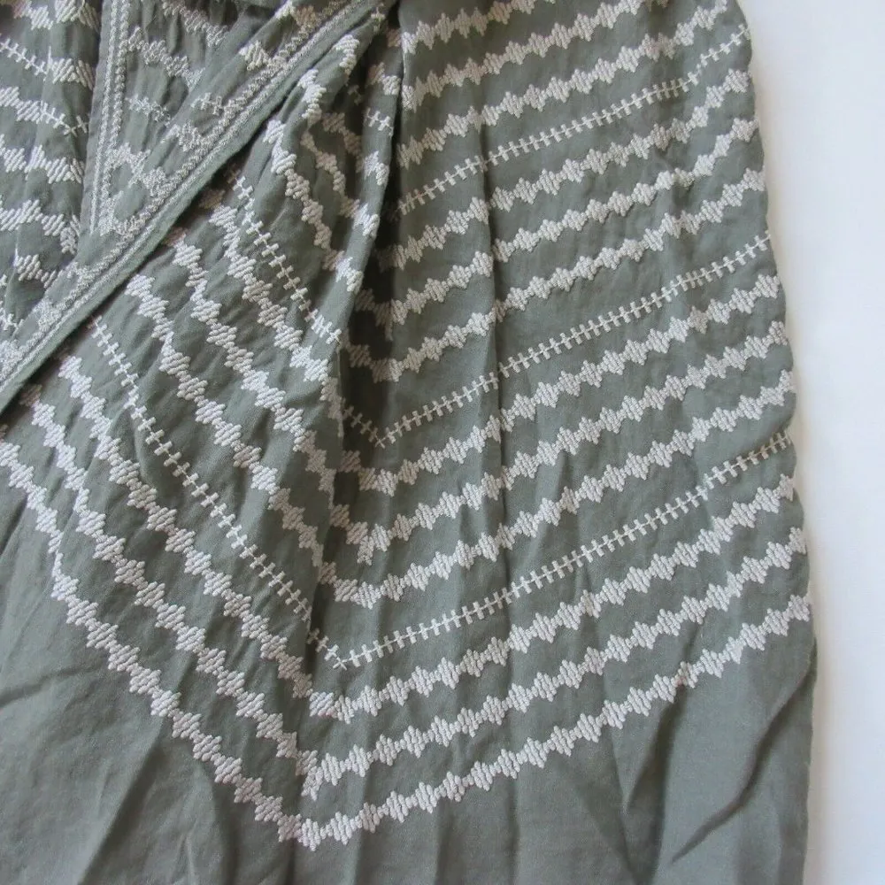 NWT JWLA Johnny Was LA Petra in Army Green Embroidered Belted Drape Linen Vest S - Image 3