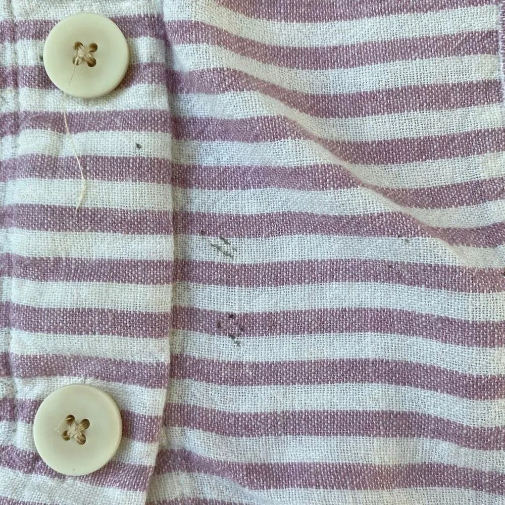 Madewell  Striped Linen Blend Top Pink White Women’s Size Large - Image 4
