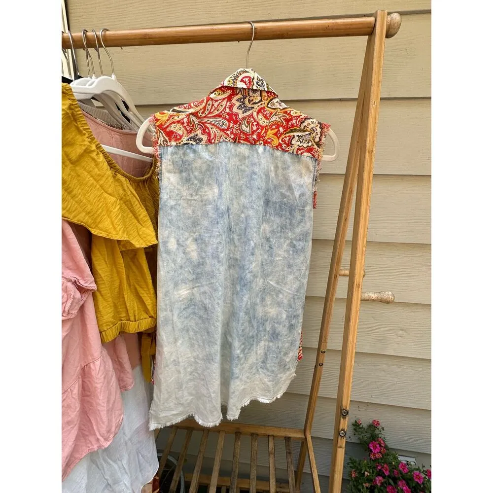 S Western Style Button Up Tank Blue - Image 4