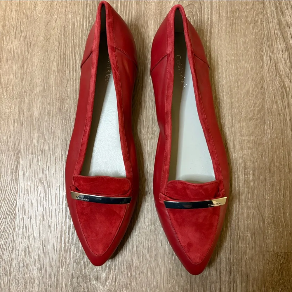 CALVIN KLEIN Red Belicia Loafers Flats Sz 9 Shoes Preppy Classic Ruby Slippers​ - Image 2