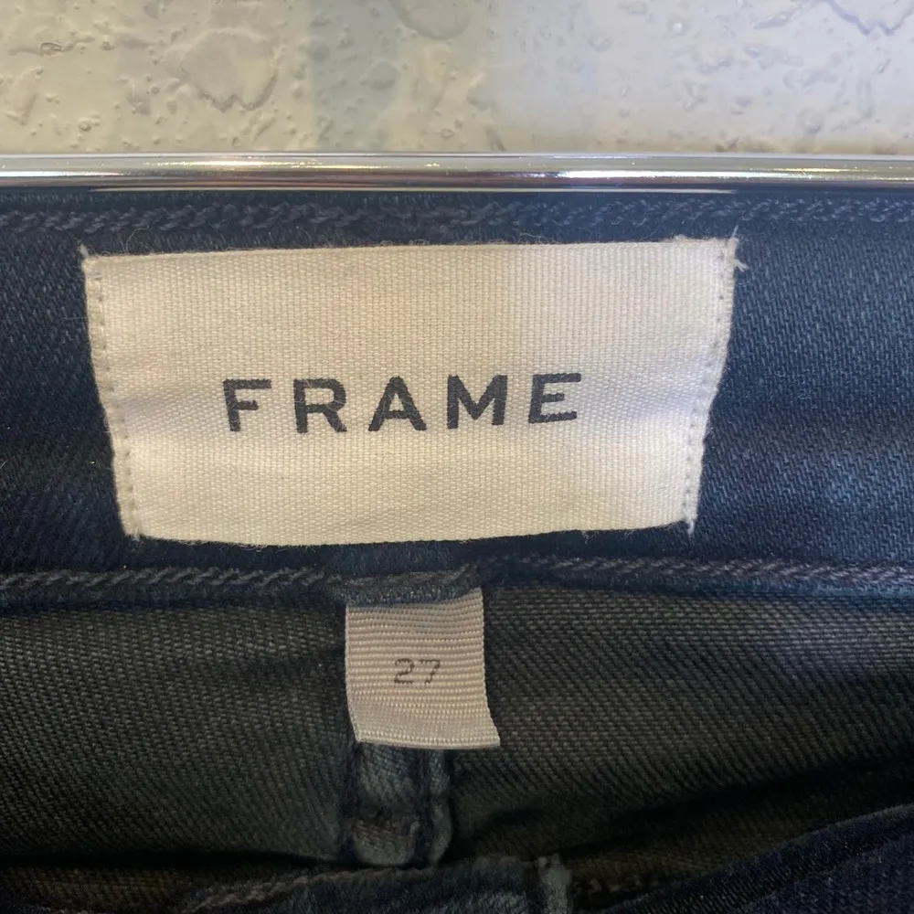 FRAME Le Skinny de Jeanne Faded Black/ Dark Blue Skinny Denim Jeans EUC Sz 27 - Image 4