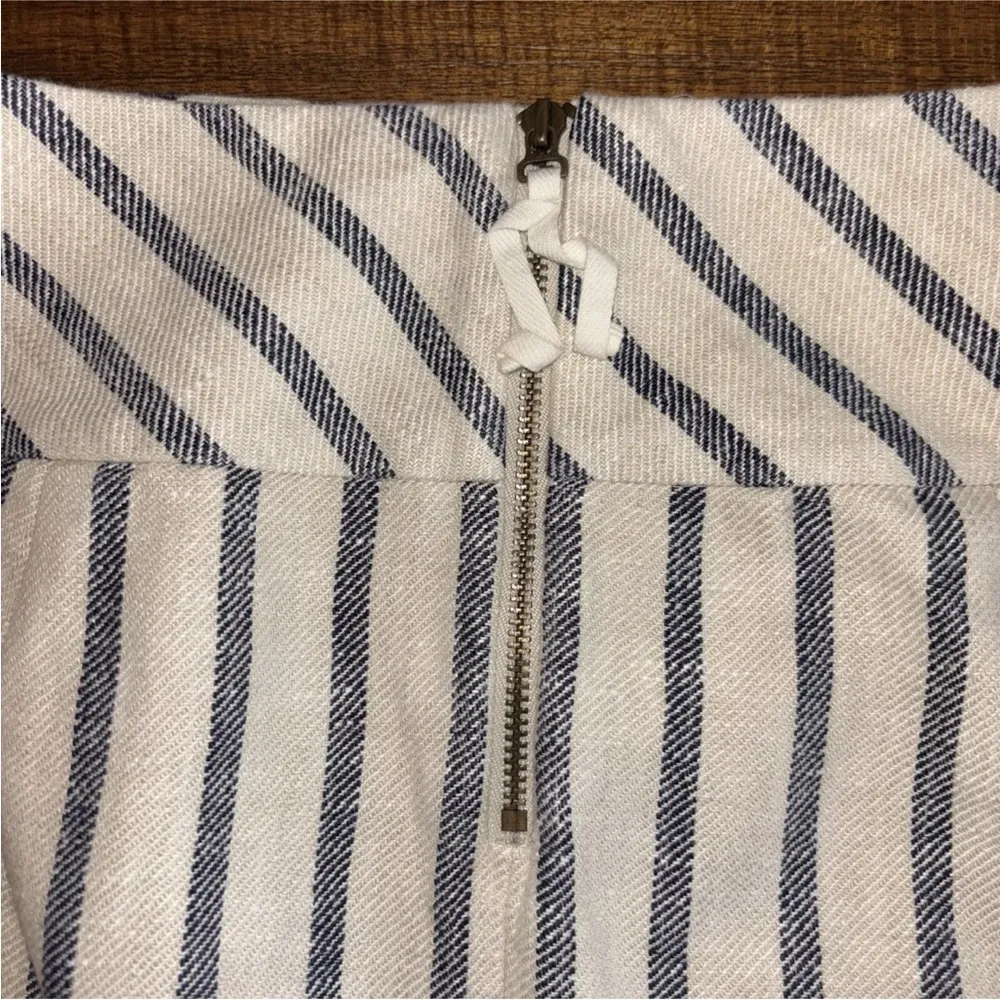 J.Crew 0 Skirt Blue White Stripe Linen Textured Zipper Mini Crossover Wrap Front - Image 9