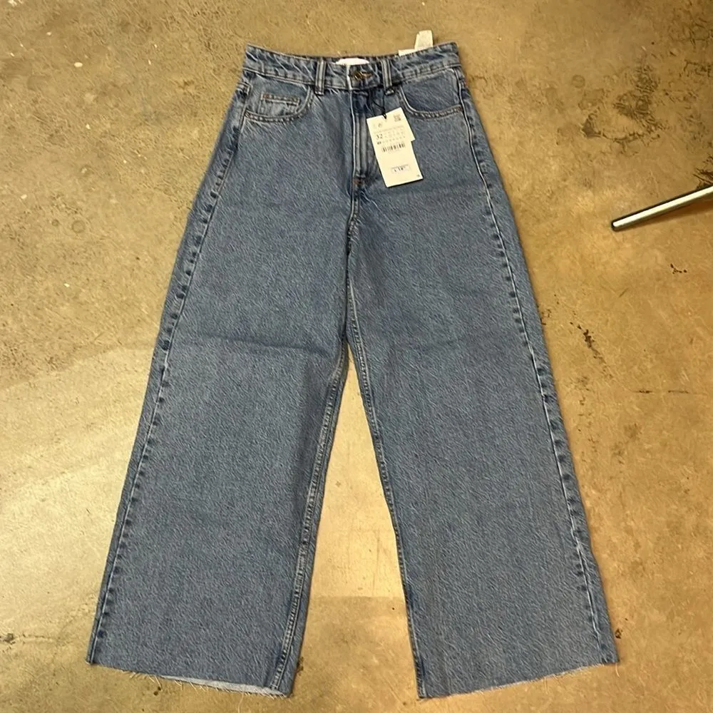 Zara High-Rise 8197/816 Wide Leg Culotte Jeans Sz:00 NWT C24 - Image 4