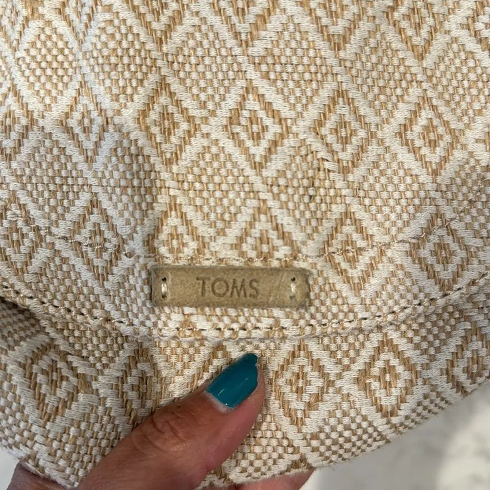 Toms Crossbody Bag Tassel suede Canvas Magnetic Closure Aztec Print Cream - Image 6