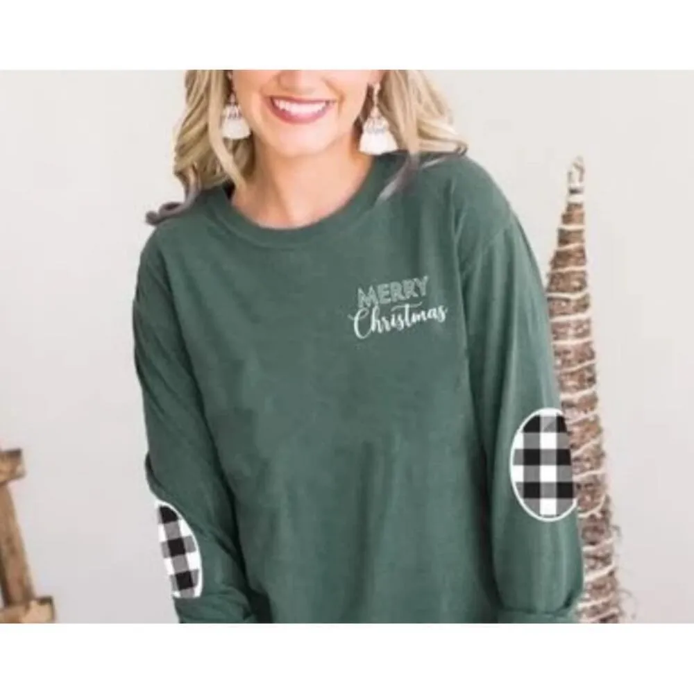 Gameday‎ Couture "I'll Be Home" Holiday Elbow Patch Shirt Women's Small N… Green - Image 5