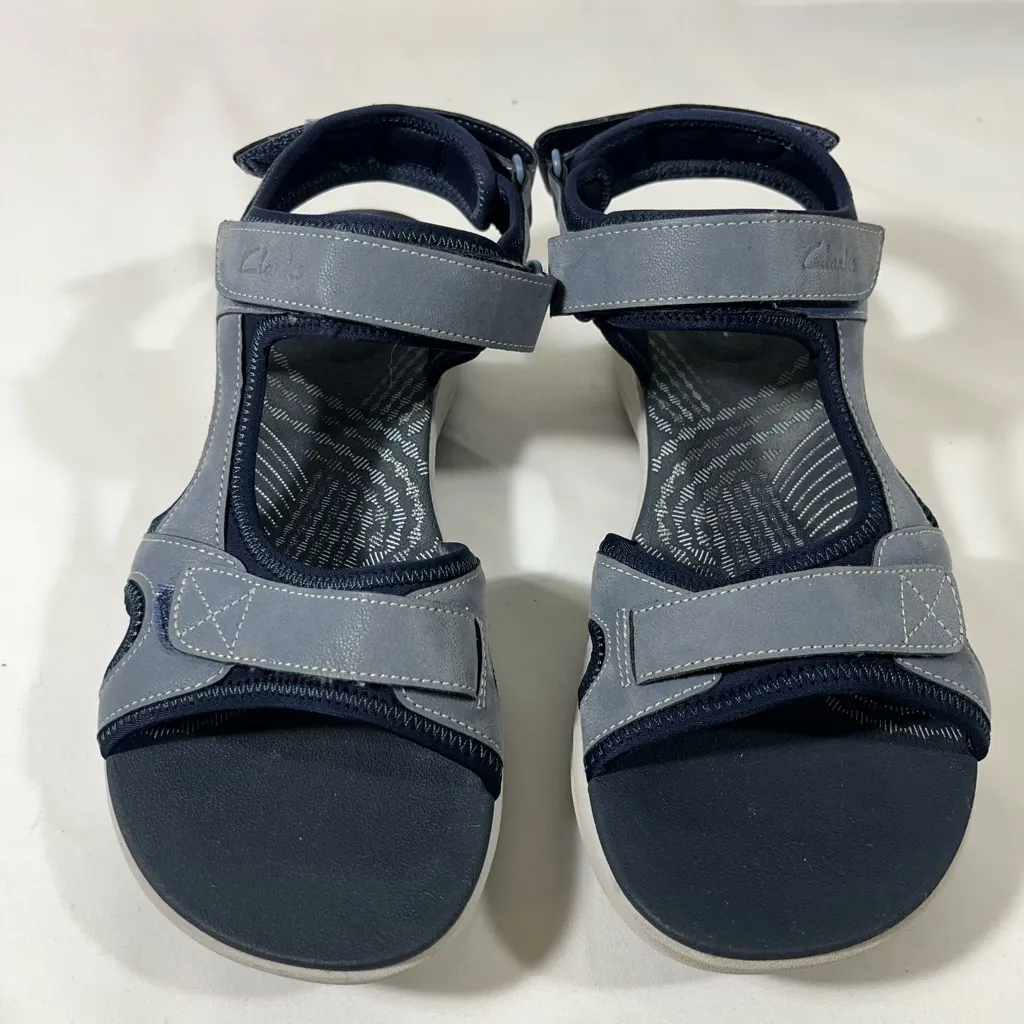 CLARKS CLOUDSTEPPERS MIRA BAY STRAPPY SANDAL CUSHION SOFT 10M BLUE PREOWNED - Image 2