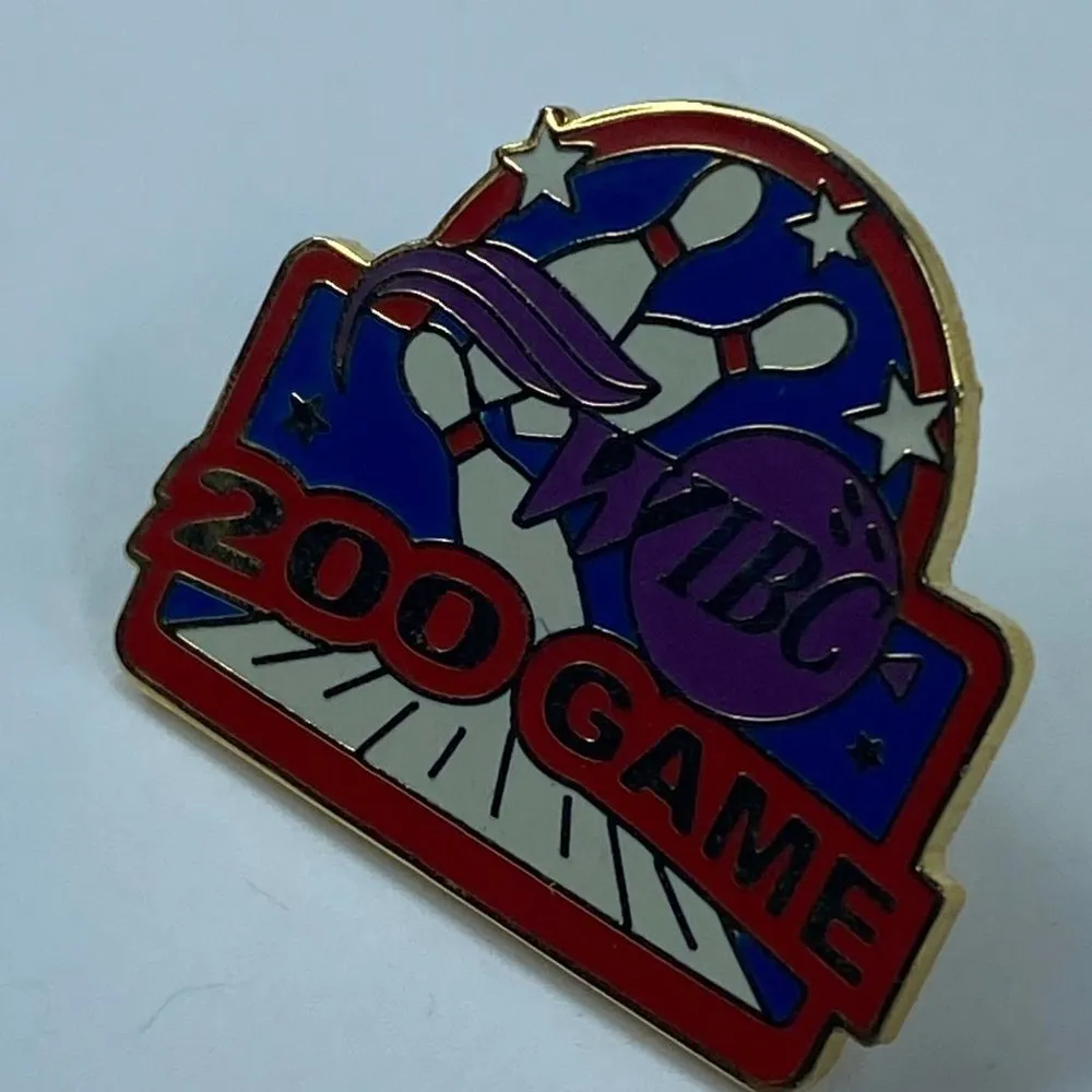 WIBC 200 Bowling League Tie Tack Lapel Pin Red White Blue Gold Colors - Image 11