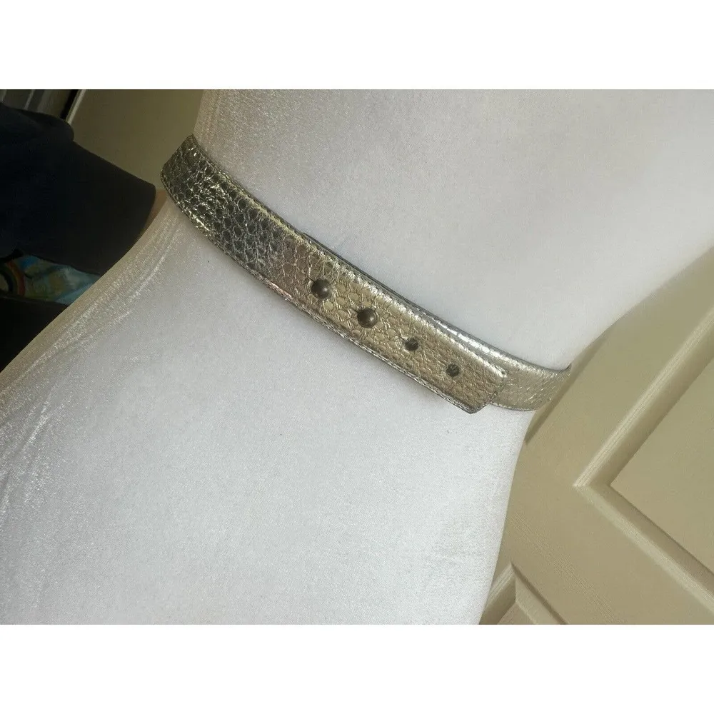Vtg Snakeskin Waist Belt Genuine Statement Silver Sz M 80’s Rockabilly Embossed Size M - Image 3