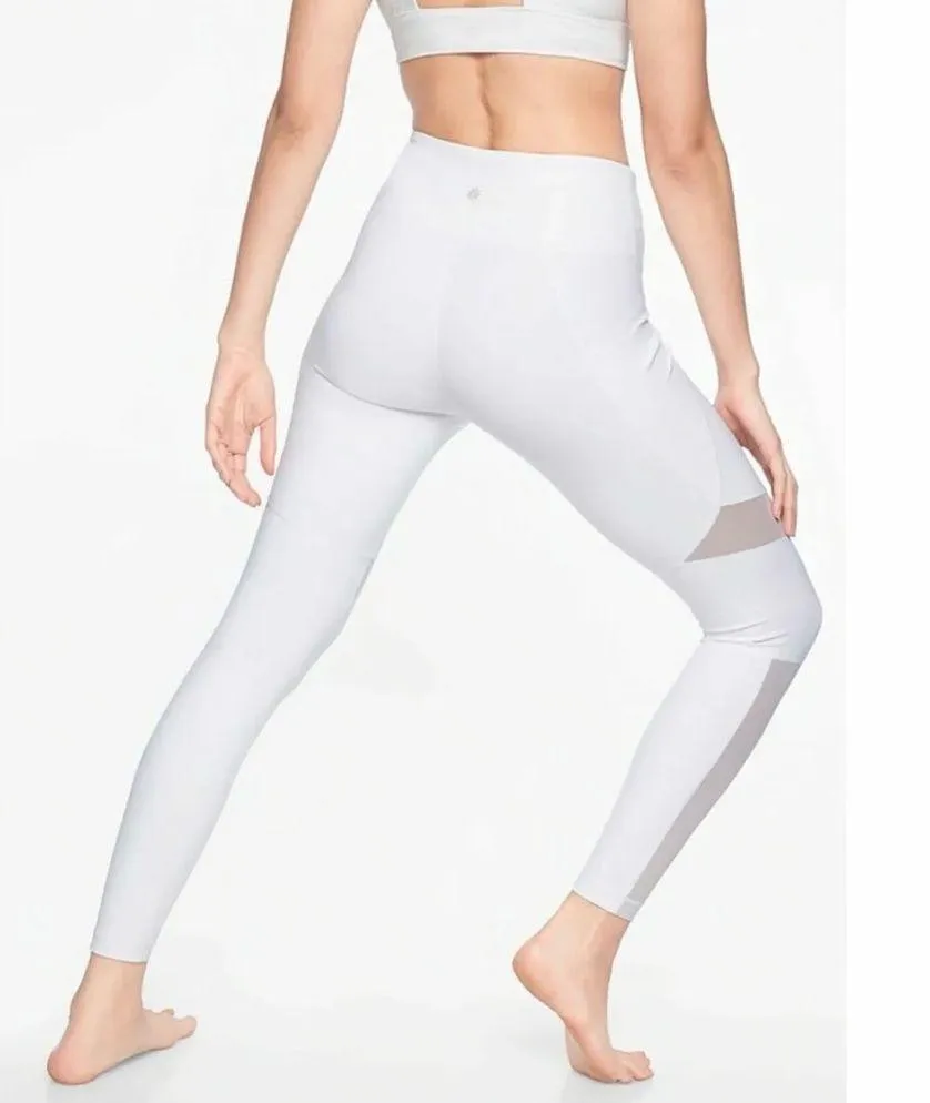 Athleta Fearless Mudra Capri Mesh Leggings Ivory Size S - Image 8