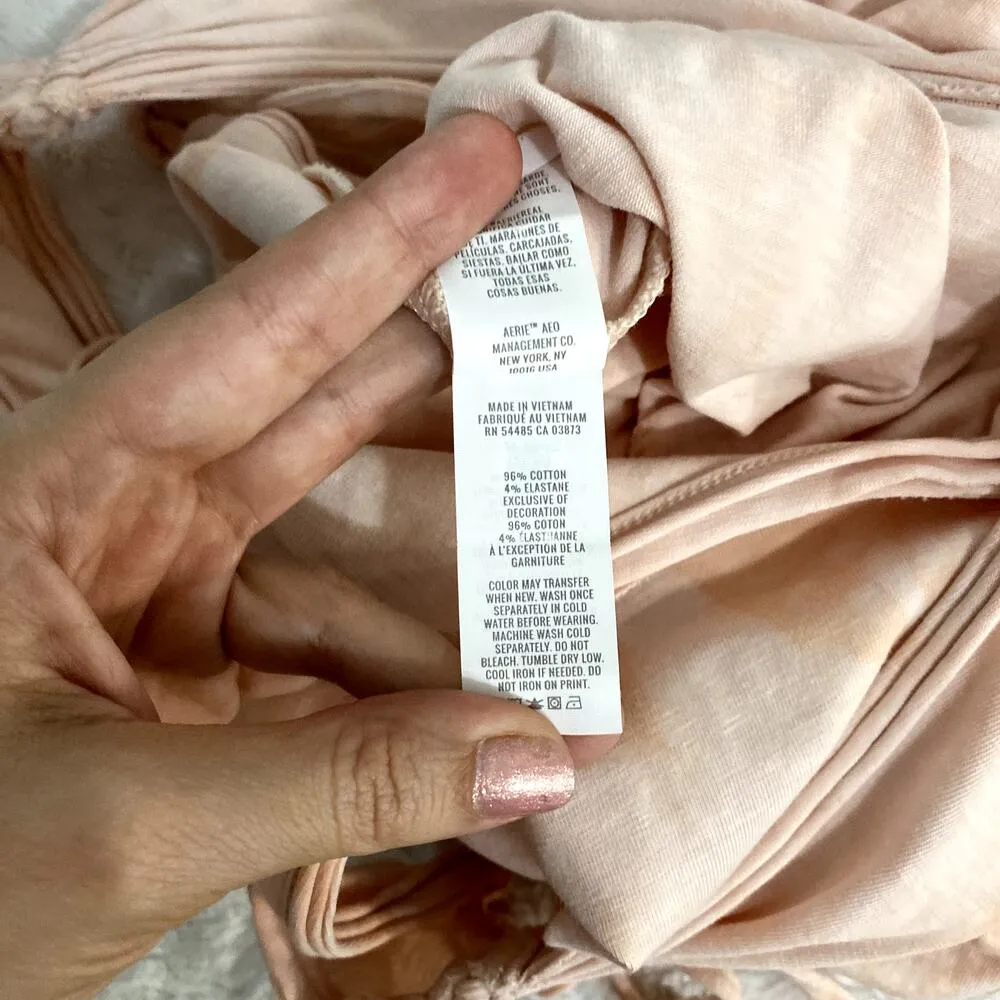 Aerie Peach Orange Soft Knit Tie Dye Tassel Sleeveless Loungewear Romper XS - Image 6