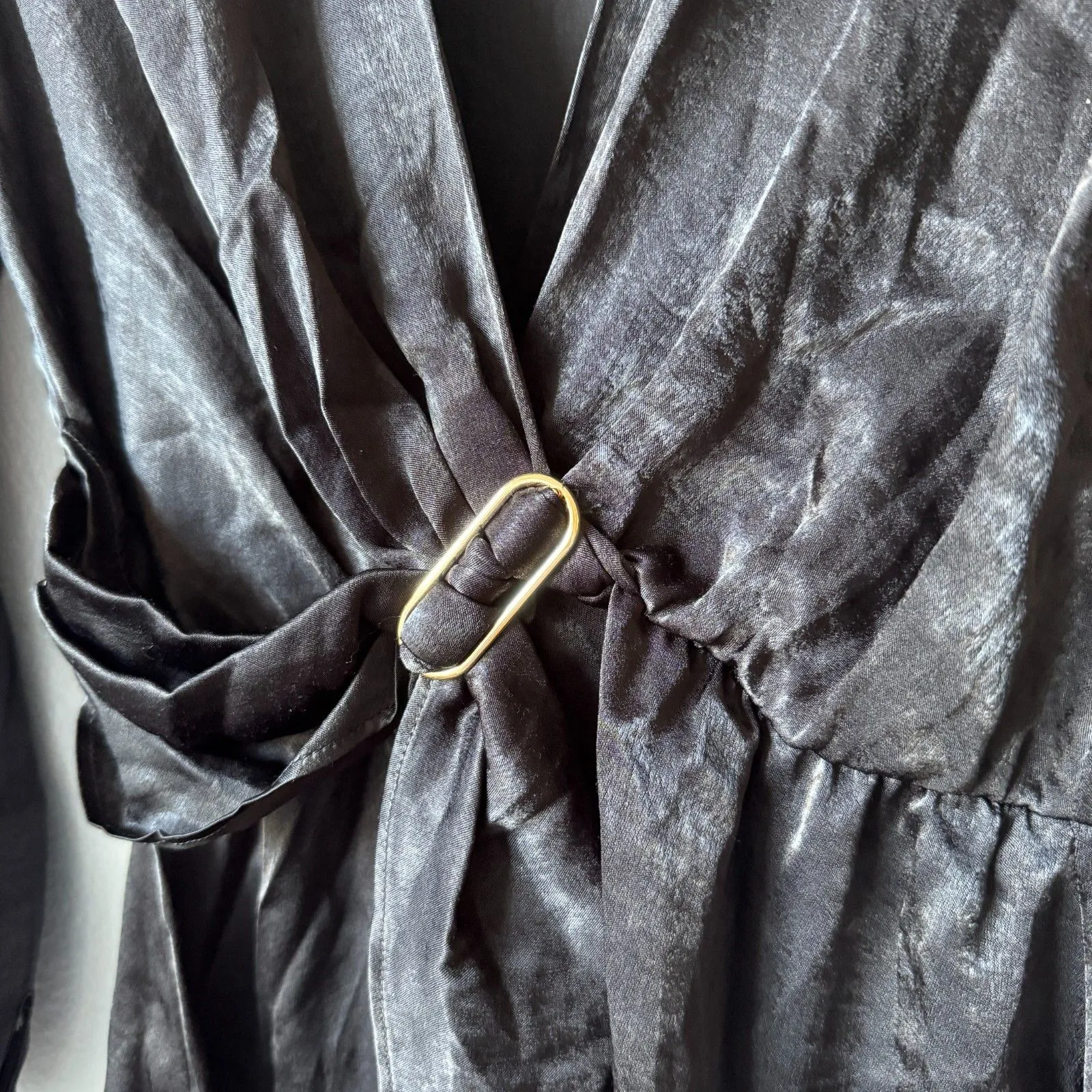 Zara Black Satin Romper Size XS - Image 4