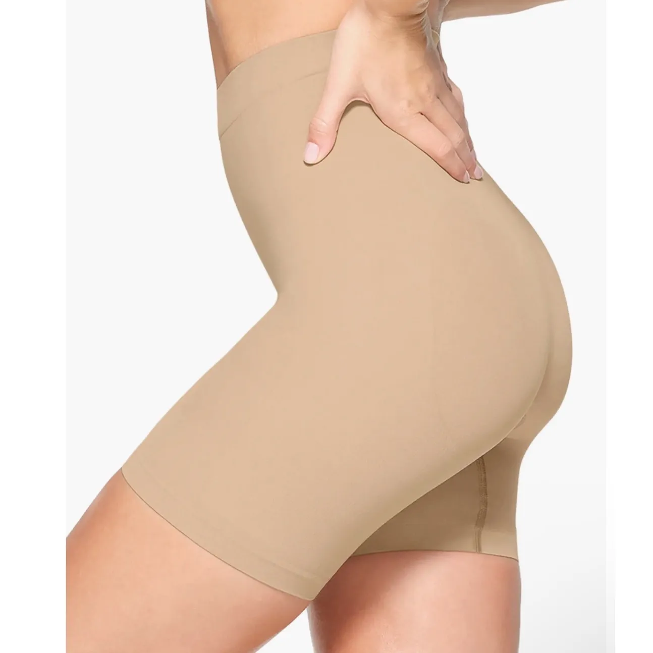 SKIMS | NEW Seamless Sculpt Mid Thigh Above Knee Shapewear Shorts, Clay, XXS - Image 3