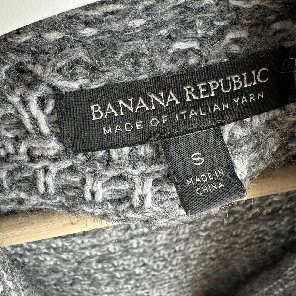 Banana Republic Cardigan Coat Italian Yarn Wool Boho Western Fringe Open Front S - Image 4